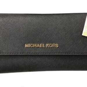 Brand new authentic Michael Kors Jet Set Travel Large Trifold Wallet in black Saffiano leather.